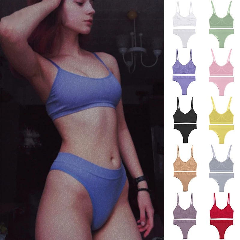 Tank Top Ribbed - Set Bra Wanita Lingerie Seksi Set