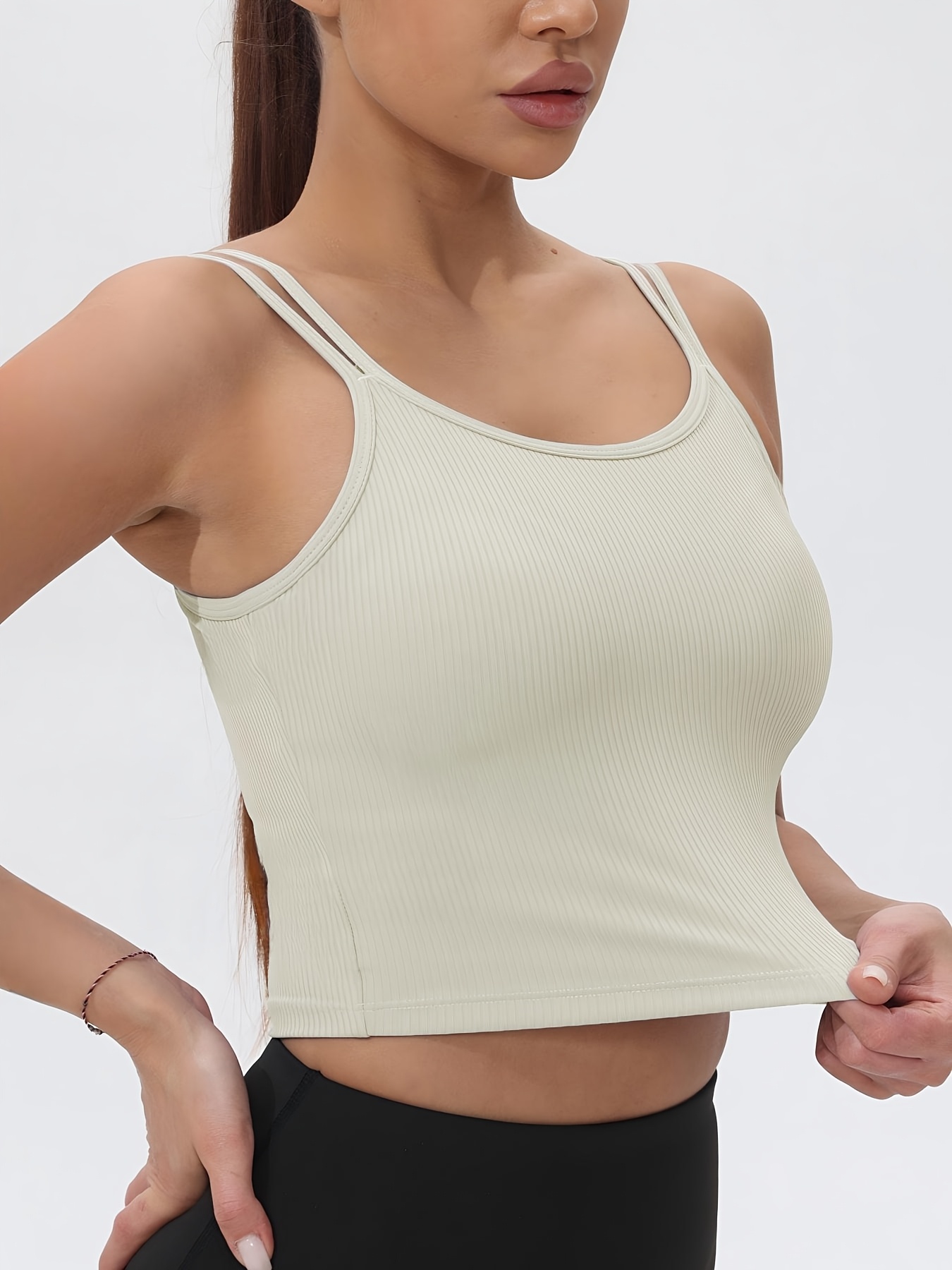 Tank Top Ribbed - Tank Top Olahraga Crop Tanpa Lengan