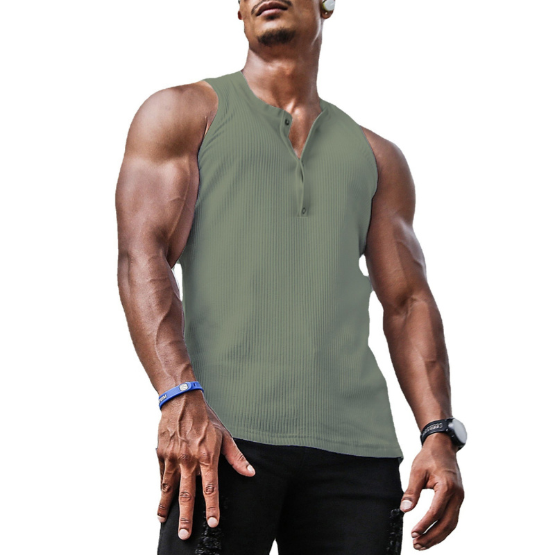 Kaos Henley Tanpa Lengan Pria  - Undershirt Crew Neck ulasan dan harga