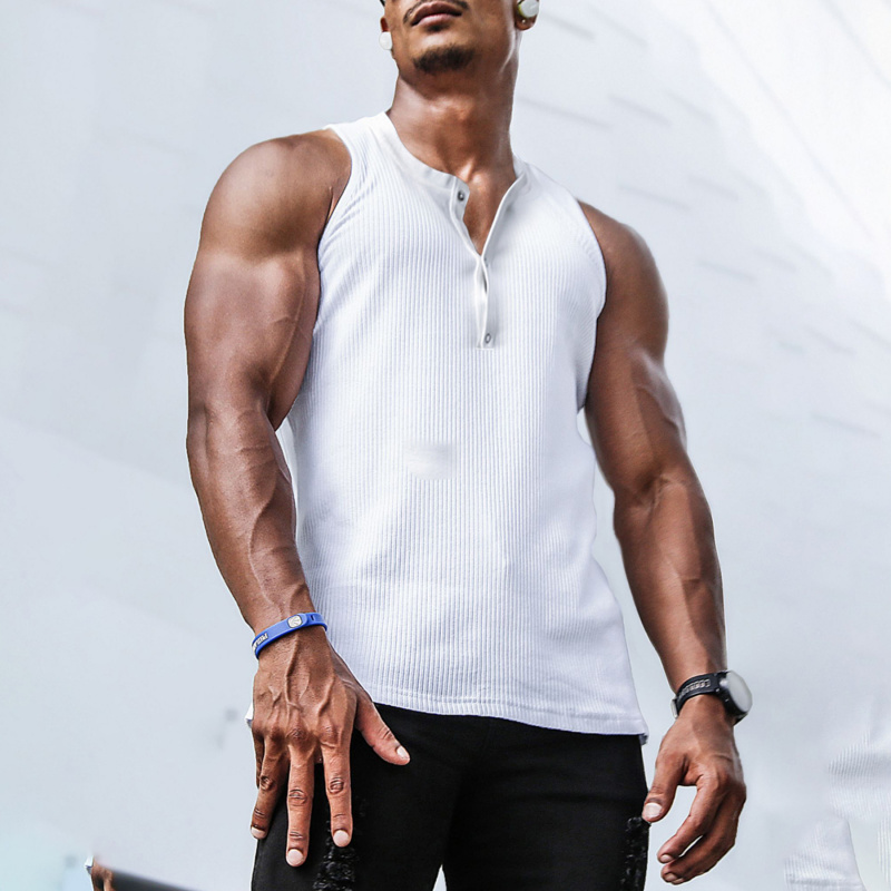 Kaos Henley Tanpa Lengan Pria  - Undershirt Crew Neck ulasan dan harga