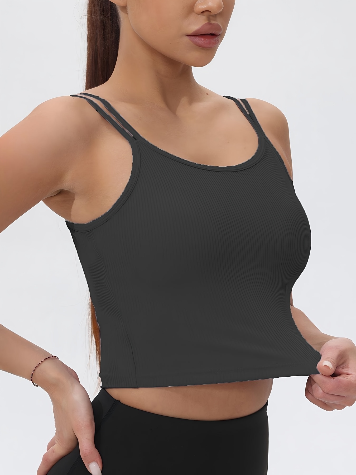 Tank Top Olahraga Crop Tanpa L - Tank Top Ribbed ulasan dan harga